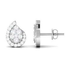 0.75 CT Real Diamond Designer Teardrop Stud Earrings