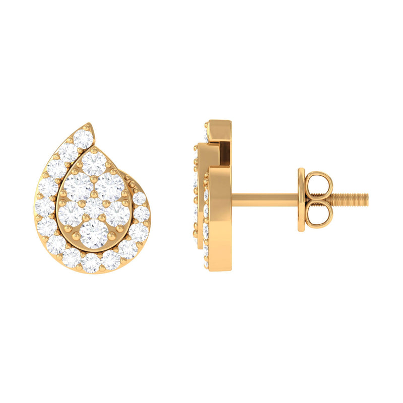 0.75 CT Real Diamond Designer Teardrop Stud Earrings