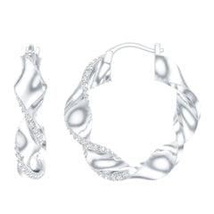 Lab Grown Diamond Twisted Hoop Earrings with Snap Back