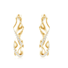 Lab Grown Diamond Twisted Hoop Earrings with Snap Back