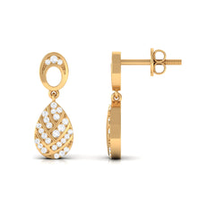 Certified Real Diamond Teardrop Earrings with Screw Back
