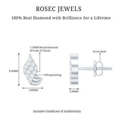 Contemporary Diamond Stud Earrings with Certificate