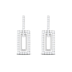 1 CT Certified Moissanite Minimal Rectangle Shape Dangle Earrings