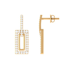 1 CT Certified Moissanite Minimal Rectangle Shape Dangle Earrings