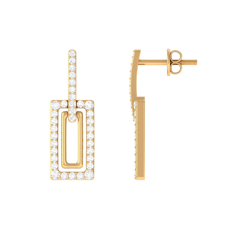1 CT Certified Moissanite Minimal Rectangle Shape Dangle Earrings