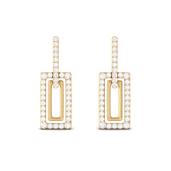 1 CT Certified Moissanite Minimal Rectangle Shape Dangle Earrings