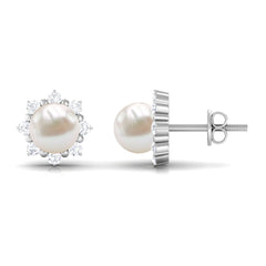Freshwater Cultured Pearl Earrings with Diamond