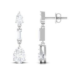Certified Moissanite Dangle Earrings for Bride