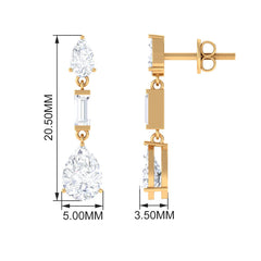 Certified Moissanite Dangle Earrings for Bride