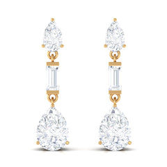 Certified Moissanite Dangle Earrings for Bride