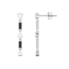 0.50 CT Moissanite Dangle Earrings with Black Enamel
