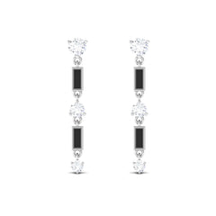 0.50 CT Moissanite Dangle Earrings with Black Enamel