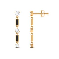 0.50 CT Moissanite Dangle Earrings with Black Enamel