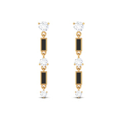 0.50 CT Moissanite Dangle Earrings with Black Enamel