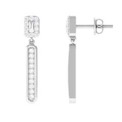 Certified Moissanite Bar Dangle Earrings for Women