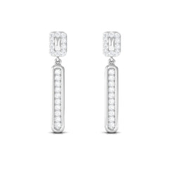 Certified Moissanite Bar Dangle Earrings for Women