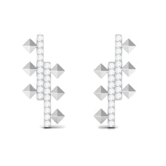 1/2 CT Pave Moissanite Bar Art Deco Stud Earrings