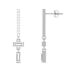 Certified Moissanite Dangle Drop Earrings with Screw Back