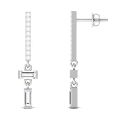 Certified Moissanite Dangle Drop Earrings with Screw Back