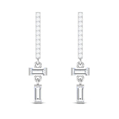 Certified Moissanite Dangle Drop Earrings with Screw Back