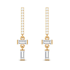Certified Moissanite Dangle Drop Earrings with Screw Back