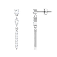 1 CT Moissanite Minimal Dangle Earrings with Screw Back