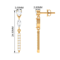 1 CT Moissanite Minimal Dangle Earrings with Screw Back