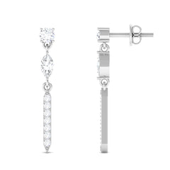 1 CT Moissanite Minimal Dangle Earrings with Screw Back