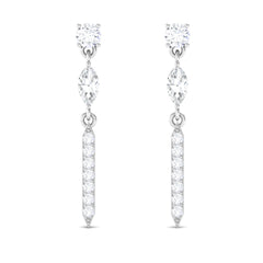1 CT Moissanite Minimal Dangle Earrings with Screw Back