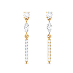 1 CT Moissanite Minimal Dangle Earrings with Screw Back