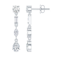 Certified Moissanite Wedding Dangle Earrings For Bride