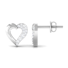 Certified Moissanite Heart Stud Earrings For Her