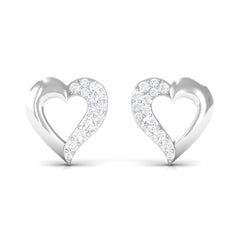 Certified Moissanite Heart Stud Earrings For Her