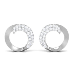 Certified Moissanite Circle Earrings with Screw Back