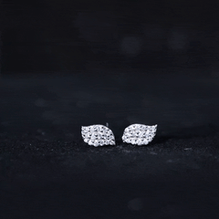 1/4 CT Zircon Gold Leaf Stud Earrings in Pave Setting