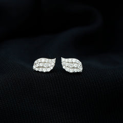 1/4 CT Zircon Gold Leaf Stud Earrings in Pave Setting