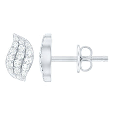 1/4 CT Certified Moissanite Leaf Stud Earrings in Pave Setting