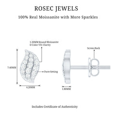 1/4 CT Certified Moissanite Leaf Stud Earrings in Pave Setting