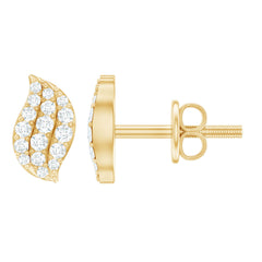 1/4 CT Certified Moissanite Leaf Stud Earrings in Pave Setting
