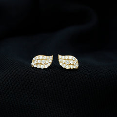 1/4 CT Certified Moissanite Leaf Stud Earrings in Pave Setting