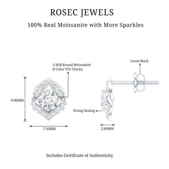 1 CT Moissanite Petal Stud Earrings with Screw Back