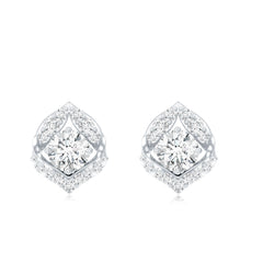 1 CT Moissanite Petal Stud Earrings with Screw Back