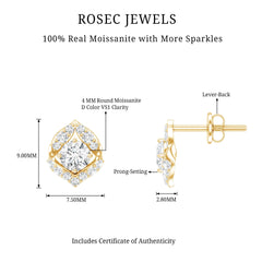 1 CT Moissanite Petal Stud Earrings with Screw Back
