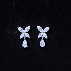 Marquise and Pear Cut Moissanite Flower Drop Earrings