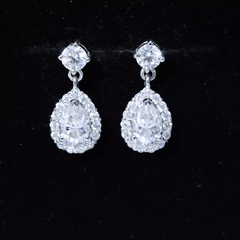 2.50 CT Moissanite Teardrop Bridal Earrings in Silver