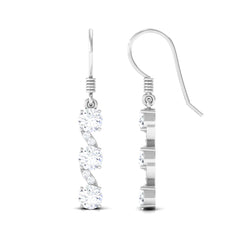 2 CT Round Moissanite Three Stone Dangle Drop Earrings