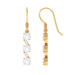2 CT Round Moissanite Three Stone Dangle Drop Earrings