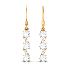 2 CT Round Moissanite Three Stone Dangle Drop Earrings