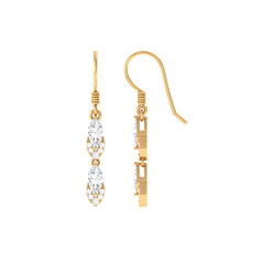 1.25 CT Moissanite Minimal Dangle Earrings in Gold