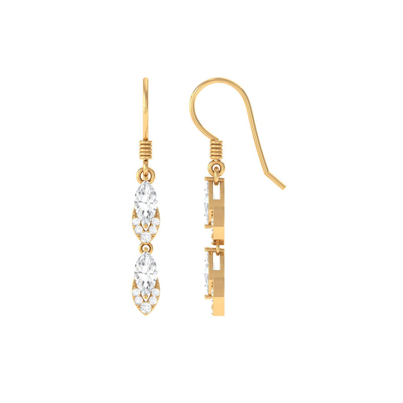 1.25 CT Moissanite Minimal Dangle Earrings in Gold